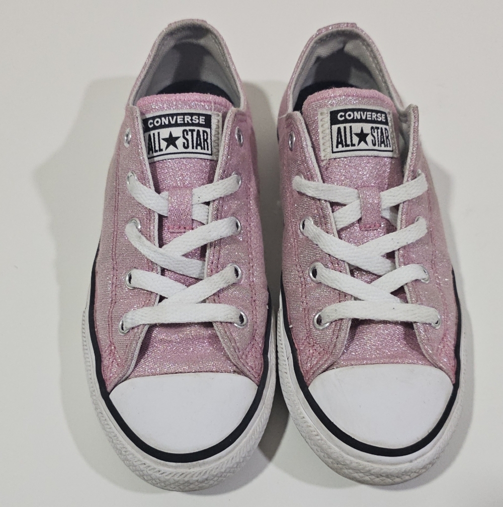 Converse Pink Glitter Girl Size 2.5 Low All Star Sneakers